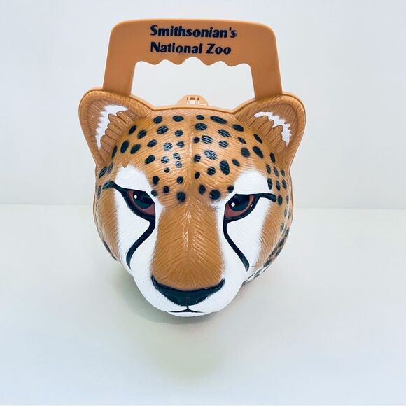 Vintage Smithsonian's National Zoo Kid’s Plastic Reusable Lunch Box Cheetah Face - Picture 1 of 8